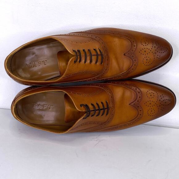 TAFT The Beck Handcrafted Brogue Wingtip Leather Dress Shoe Burnt Honey Mens 10 - Picture 6 of 13